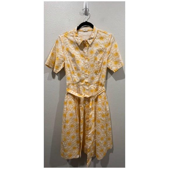 BODEN Yellow Floral Anastasia Short Sleeve Shirt Dress - Picture 2 of 4
